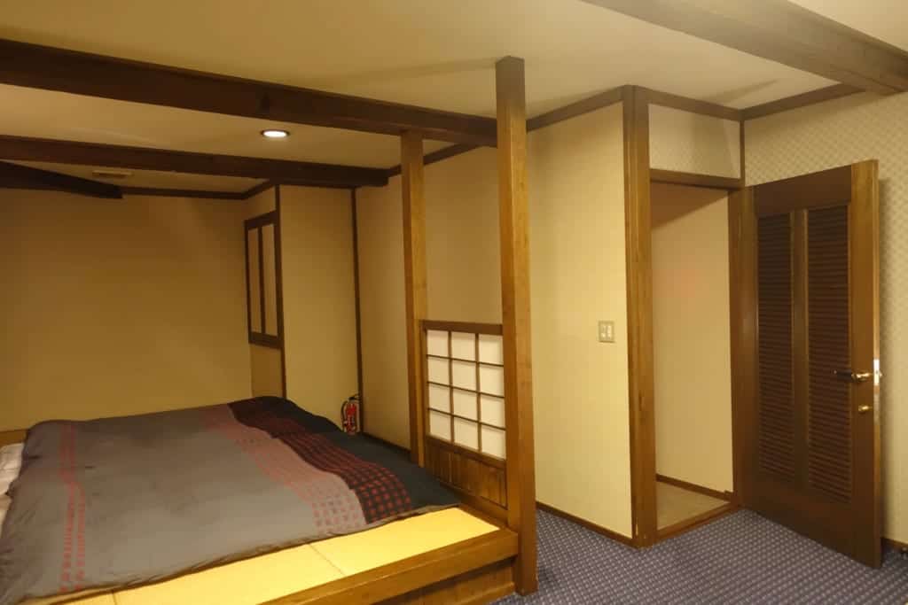 Bedroom of the ryokan Yunoyado Motoyu club in Yuzawa, Akita Prefecture