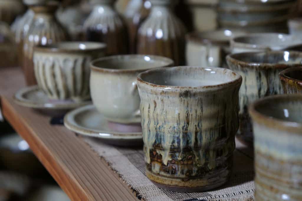 Shodai Yaki pottery mugs made by Mr Yamaguchi