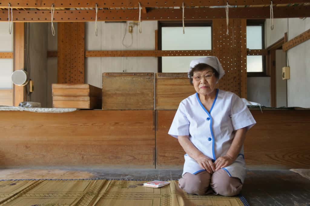 Mrs Igata, in her traditional somen noodle factory: Saruwatari