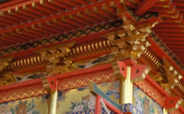 Detail of a buidling replica made of paper