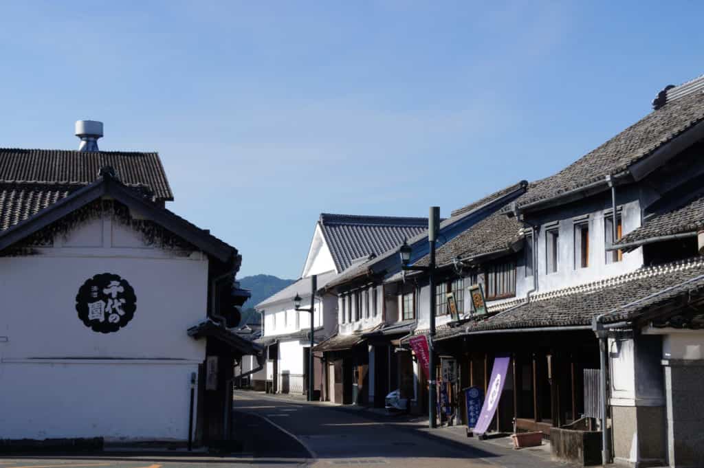 Ancient streets along Buzon Kaido road in Yamaga