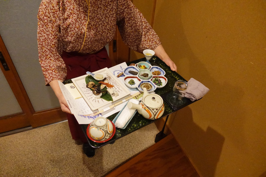Dinner in Takanosu Onsen. 