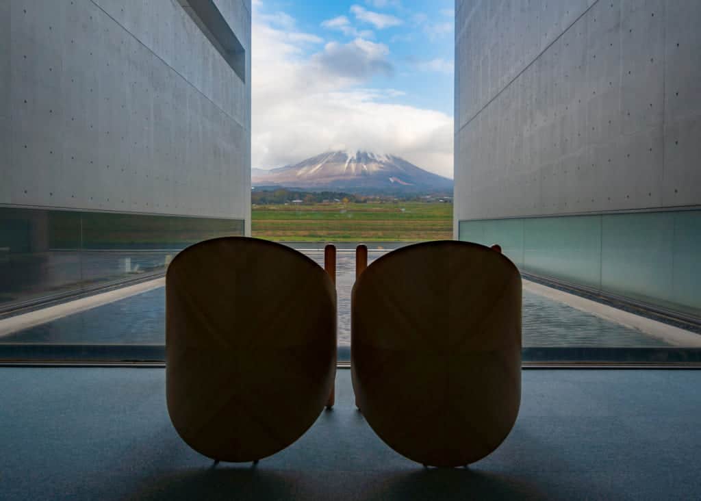 dramatic seated view of Mt. Daisen at Shoji Ueda Museum of Photography