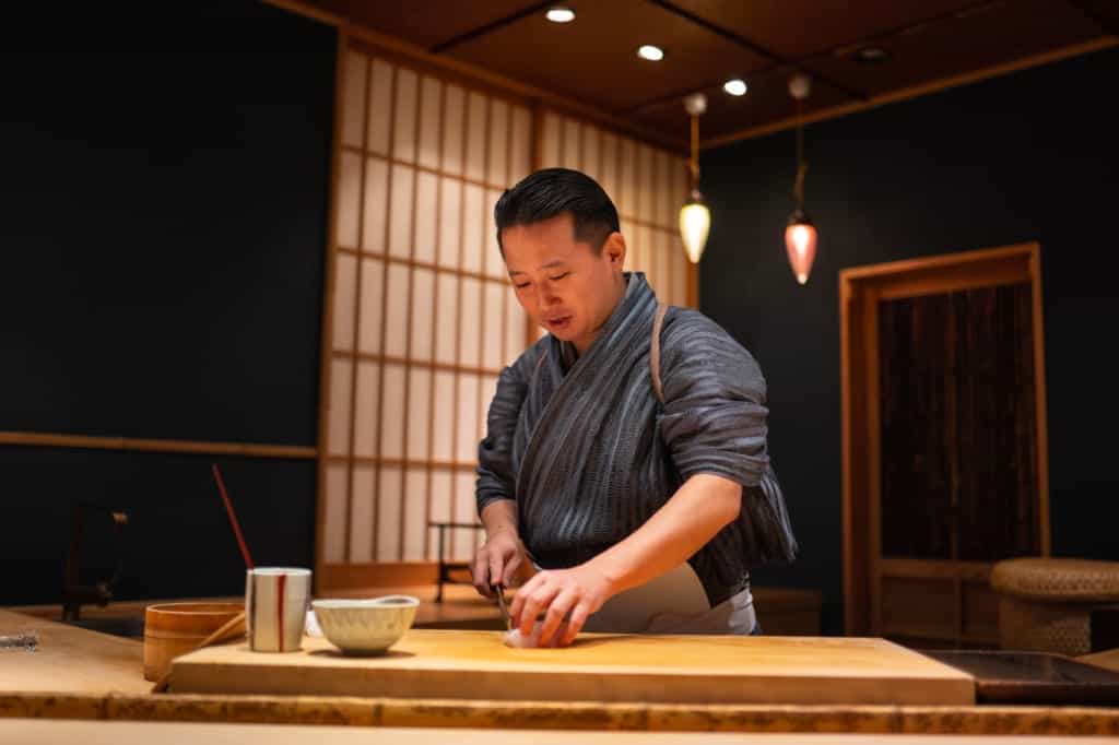 Sushi Gyoten in Fukuoka City.