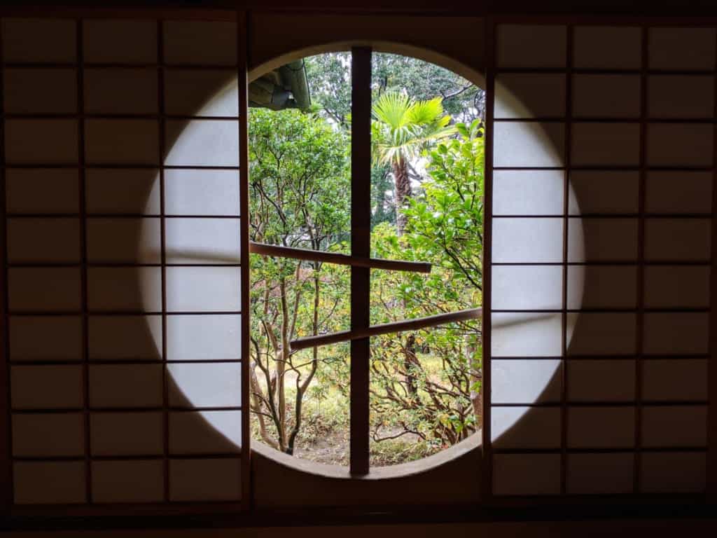 Shoji Screen and Window Overlooking a Japanese Garden at Tojo-tei