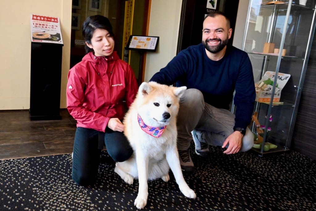 Jonathan with Hina Chan, Akita Inu