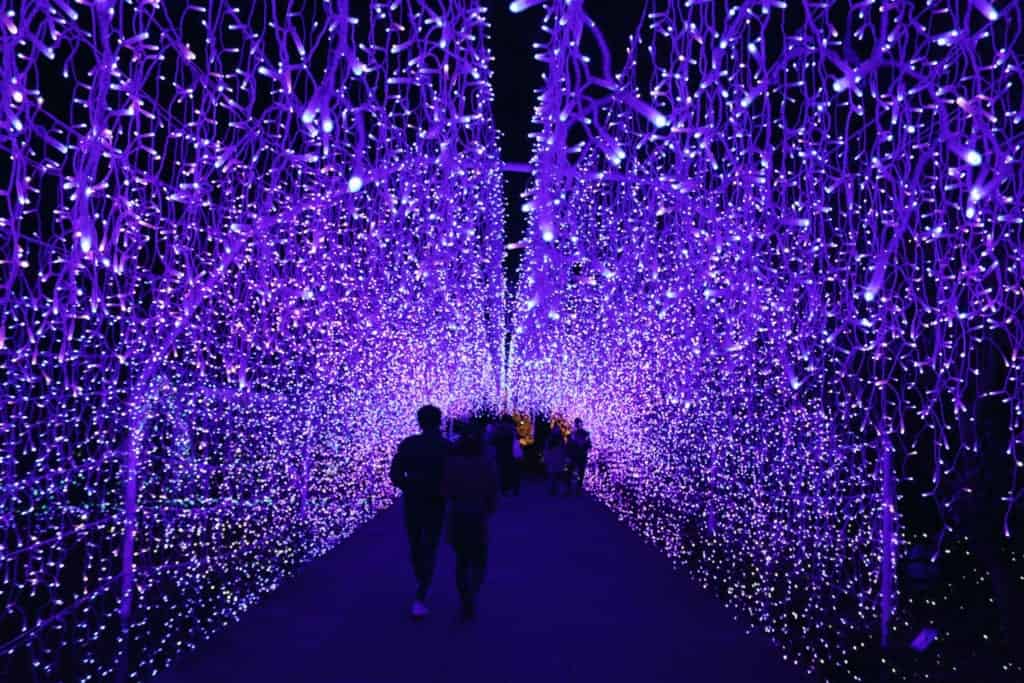 A tunnel fulled of lights in Enoshima, Japan