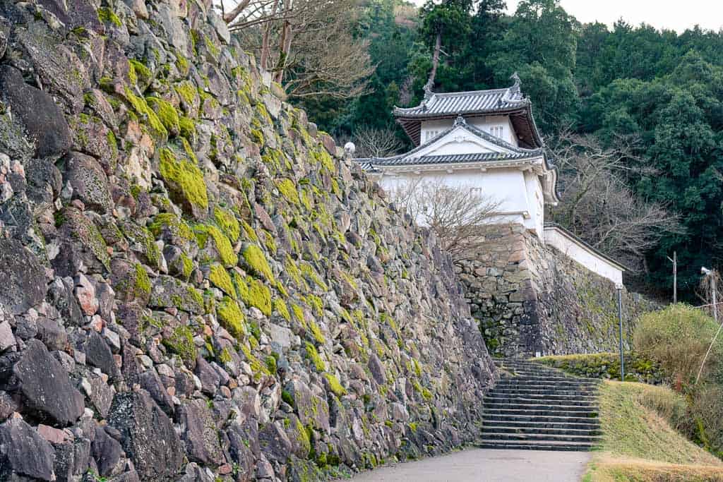 Japanese Stone wall at Izushi Castle ruins in Hyogo, Japan