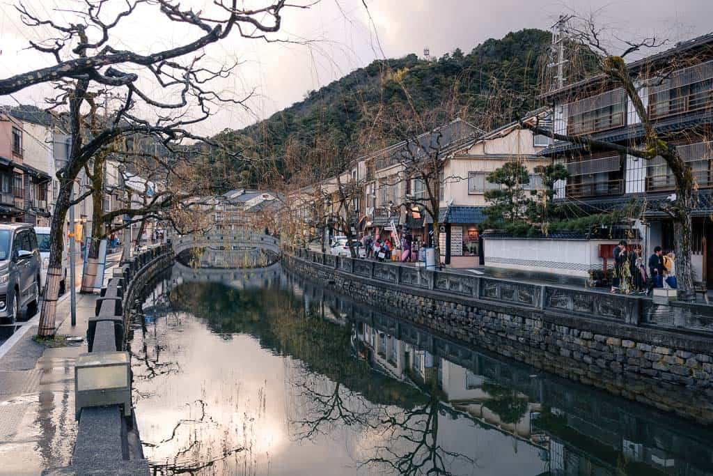 Willow Trees along the Canal in Kinosaki onsen, one of Japan's top onsen towns