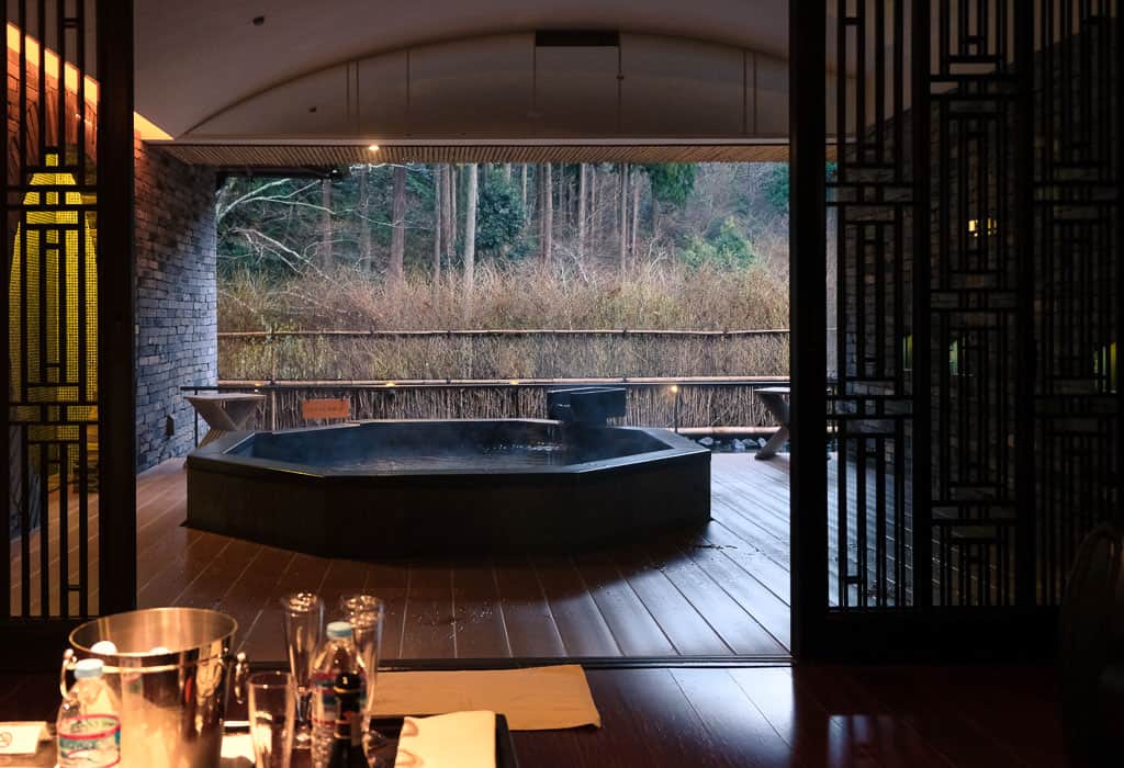 A Private Onsen Spa at Luxury Hotel in Kinosaki Onsen, Japan