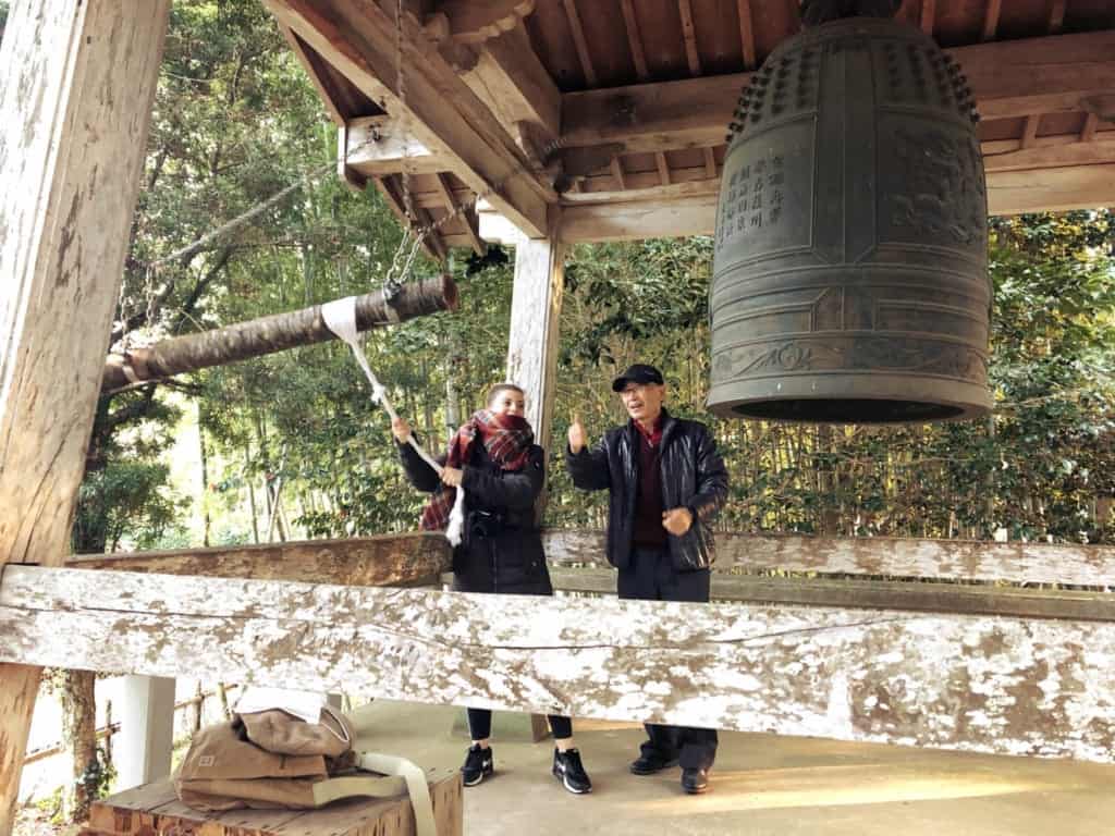 Ringing a bell in  Izumi, Kagoshima, Japan