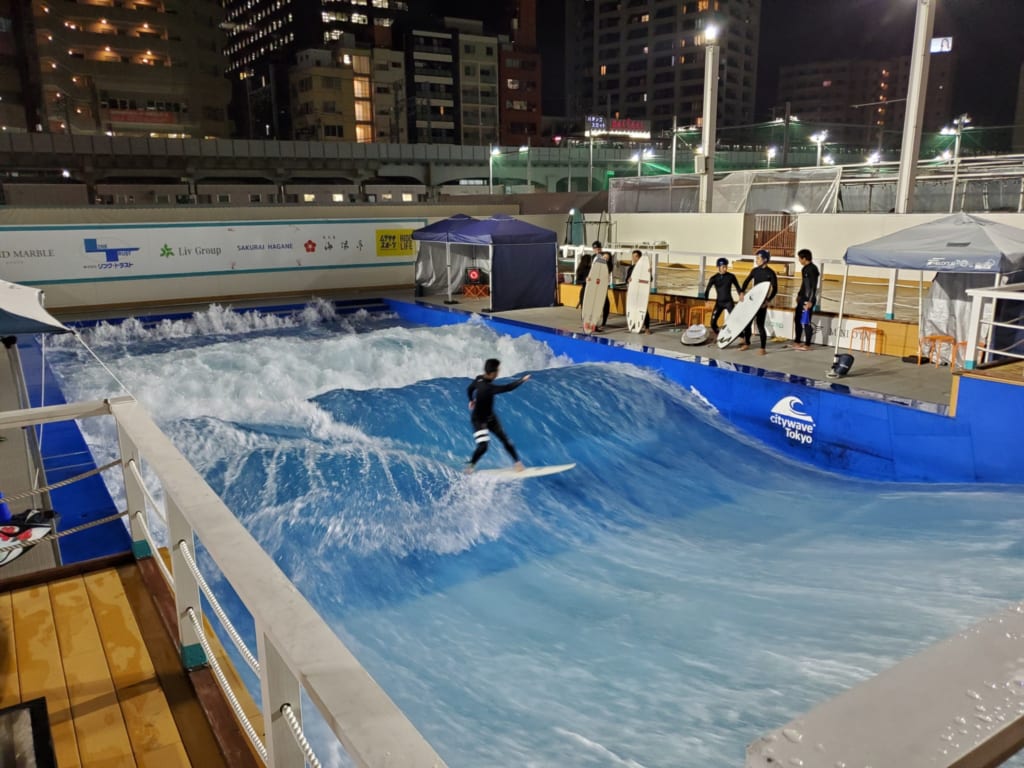 Surfing pool at Sporu in Tokyo