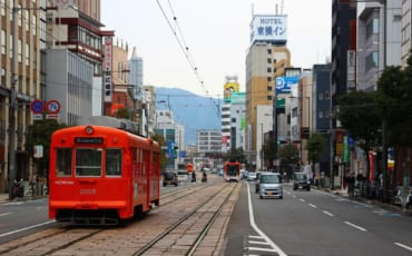 Tram in Matsuyama, Ehime, Shikoku, Japan.