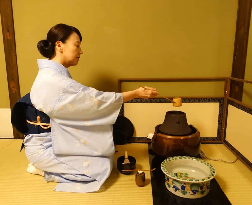 Host begins the Japanese tea ceremony