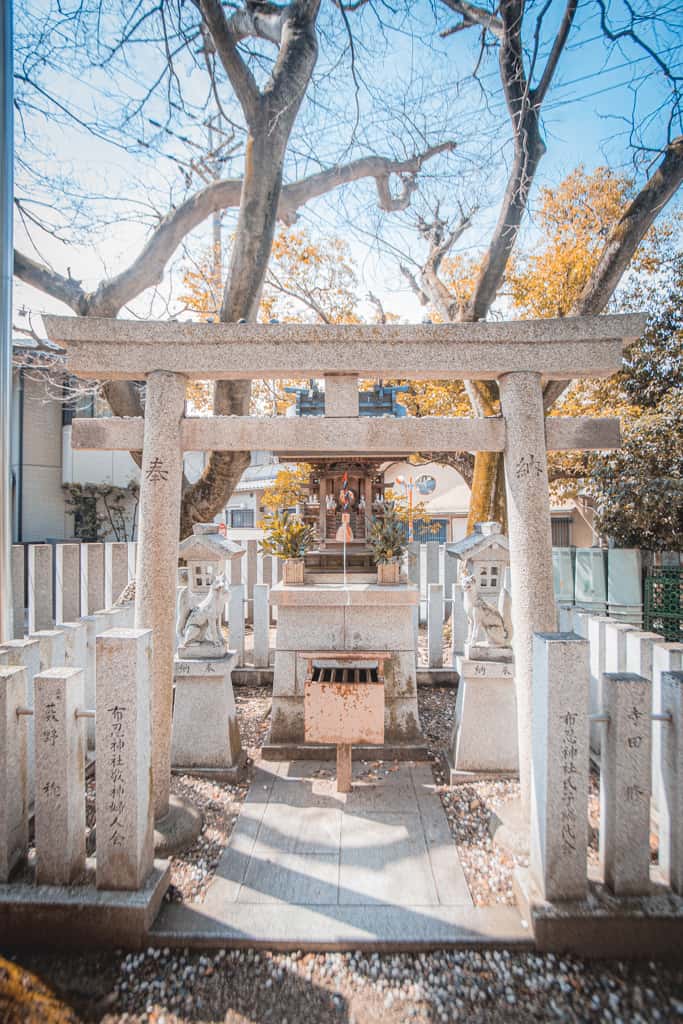 Japanese Stone torii gates in Osaka, Japan