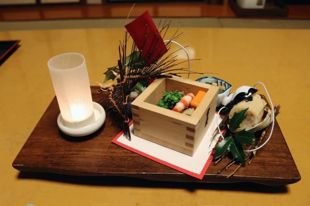 Ryokan Tensui dish during a kaiseki cuisine meal in Japan