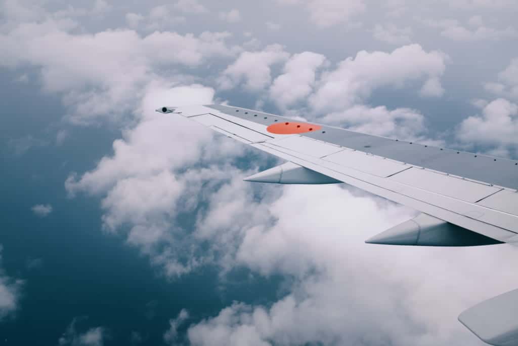 wing of an airplane in flight