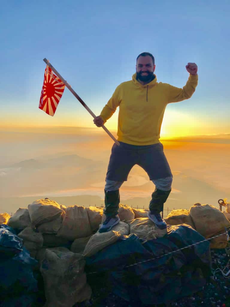 Jonathan at the summit of Mt Fuji