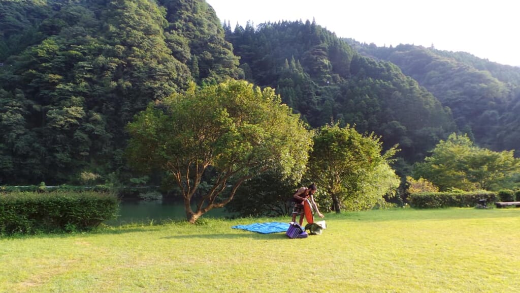 camping in Japan at a public park