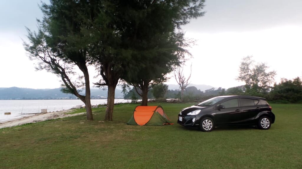 Tent in Japan near the beach