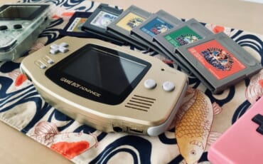 An assortment of region-free Game Boy handhelds and Pokemon titles