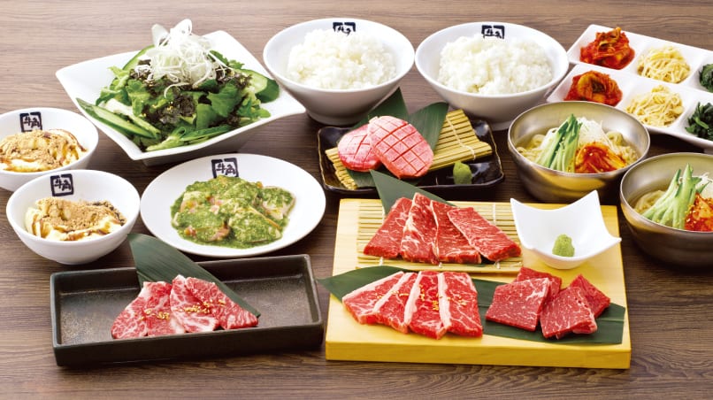 Many dishes that are served in a yakiniku restaurant