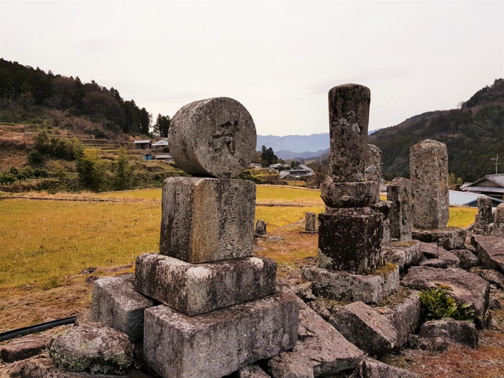 Japanese cemeteries in the countryside.