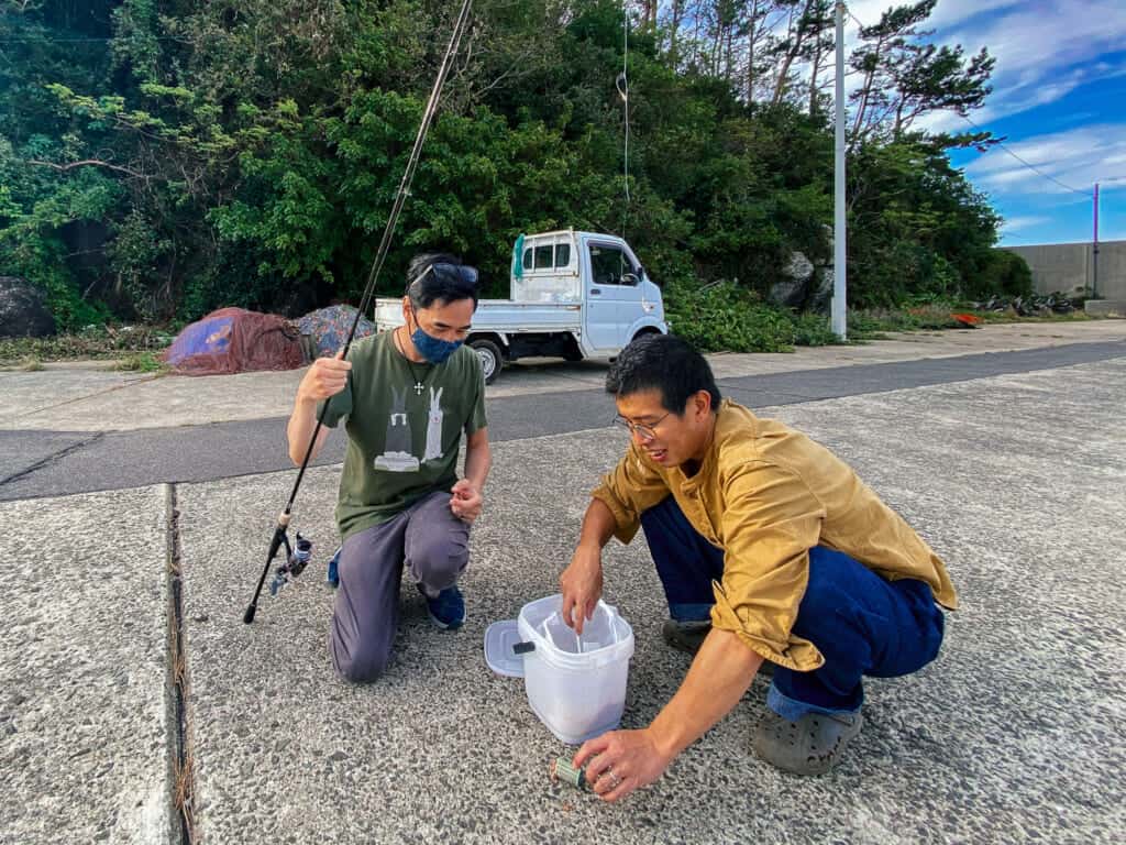 preparing fishing line on ojika island