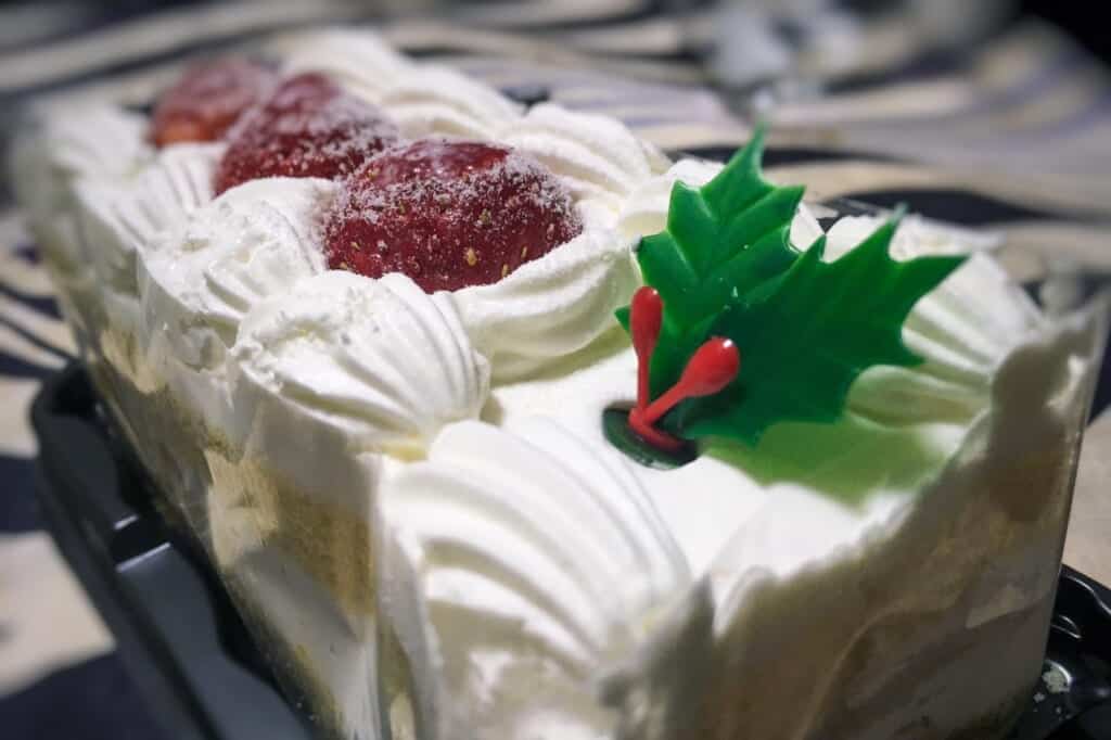 A Christmas cake is like the typical japanese cake of shortcake but with Christmas decoration