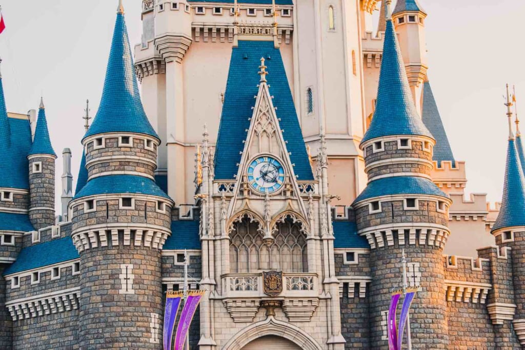 view of Cinderella's castle up close at Tokyo Disneyland