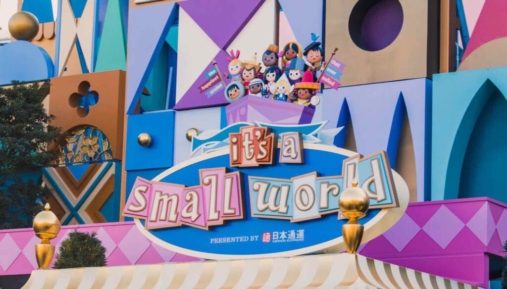 It's a small world signage at Tokyo Disneyland