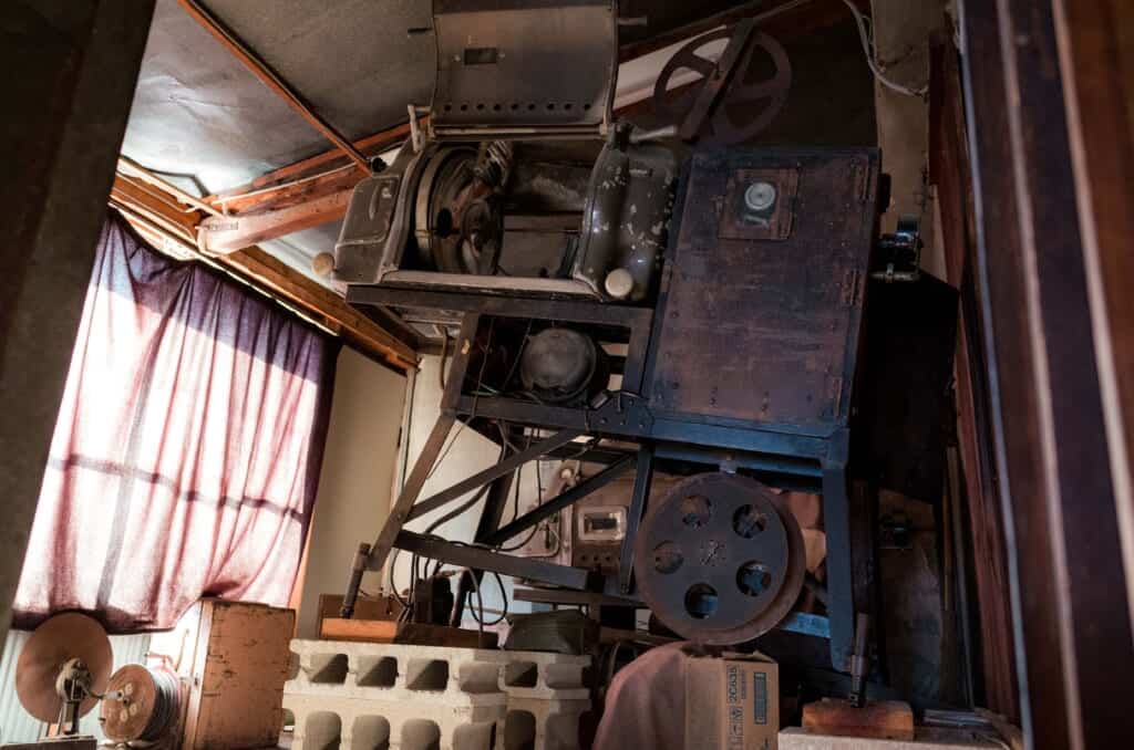 Old cinema projector in a Japanese rural theater