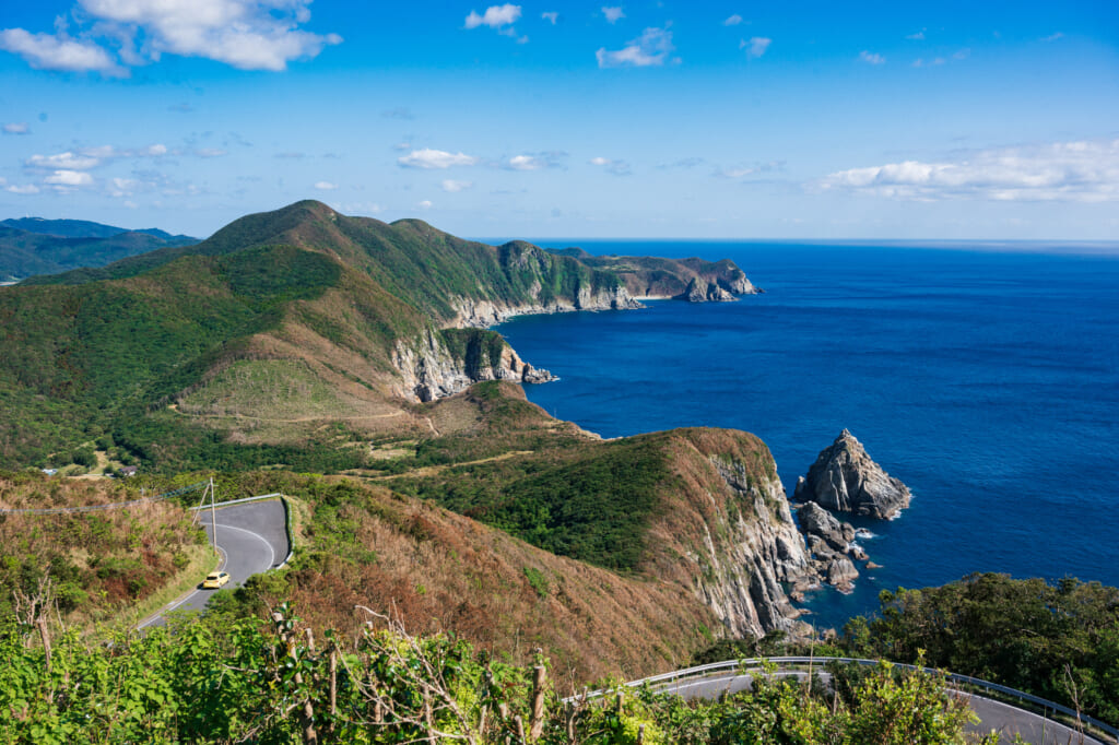view of the goto islands from osezaki lighthouse observation point
