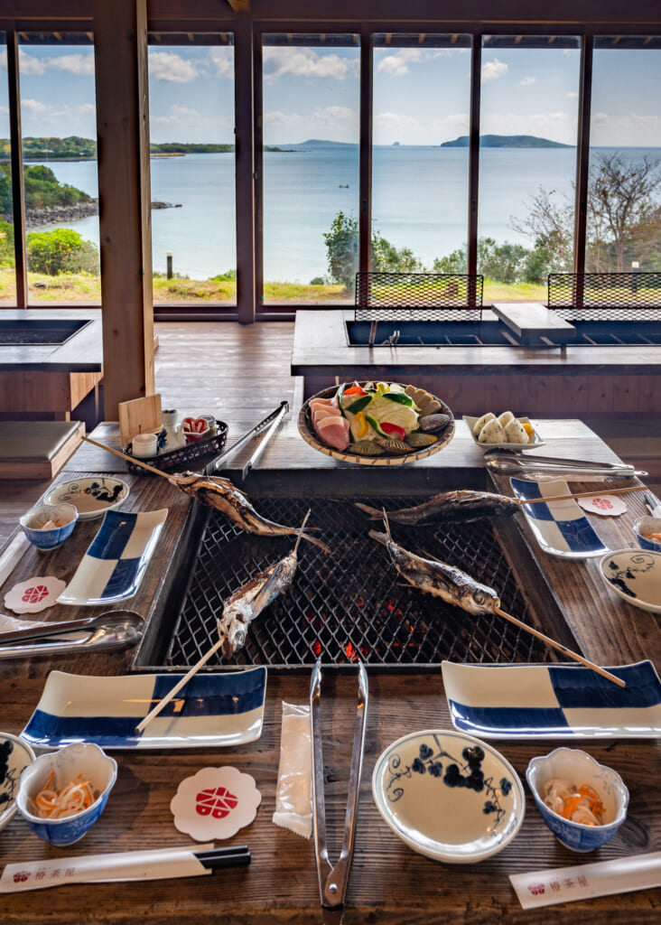 lunch meal at tsubaki chaya on fukue island