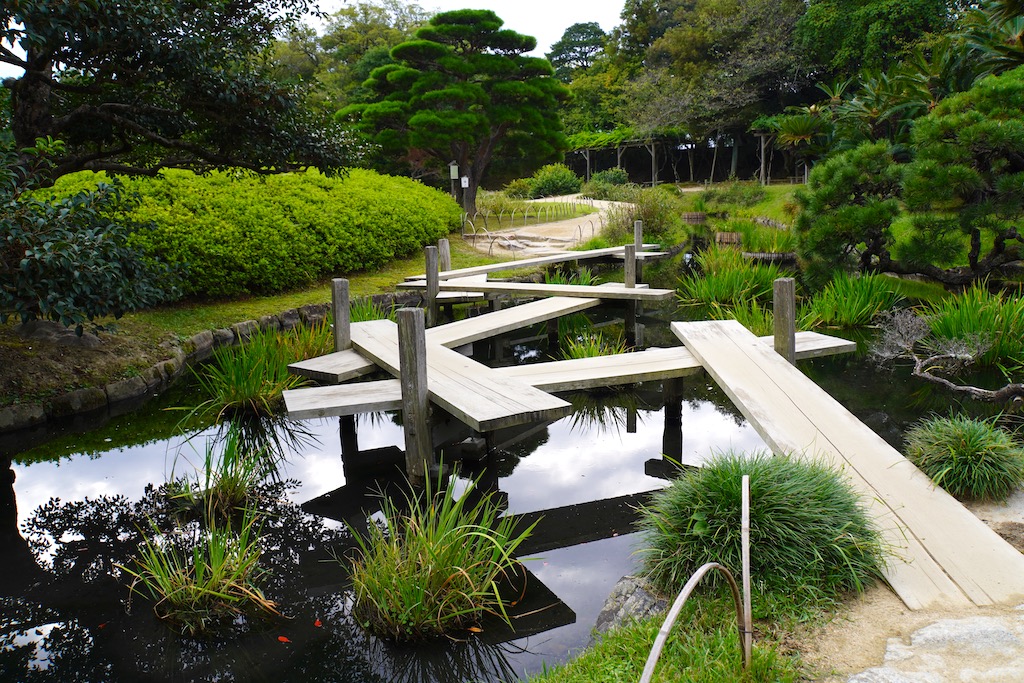 Wooden plank footbridge