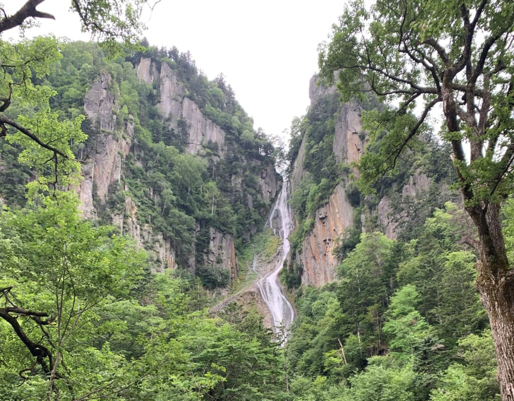 waterfall and cliff in hokkaido