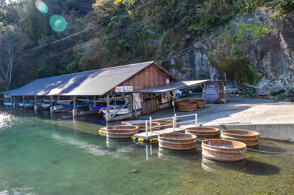 Wooden barrel boats of Tarai boat experience on Sado Island, Niigata

