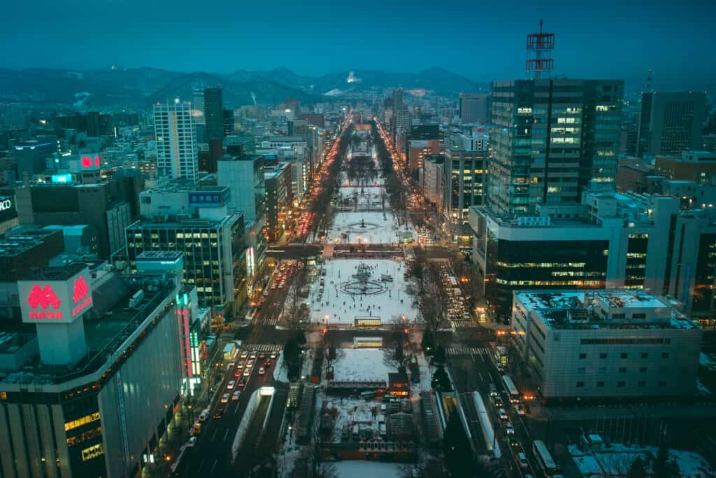 Odori Park from the top of Sapporo Tower