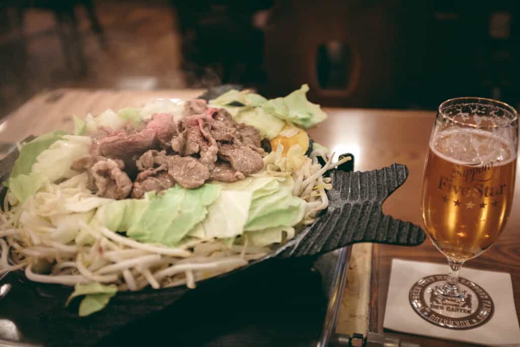 jingisukan, a lamb meat speacialty of Hokkaido