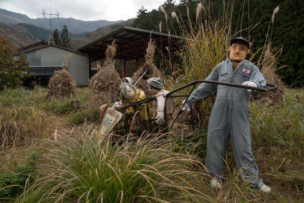 Working dolls in Japanese field in Nagoro Village, Iya Valley, Tokushima, Shikoku