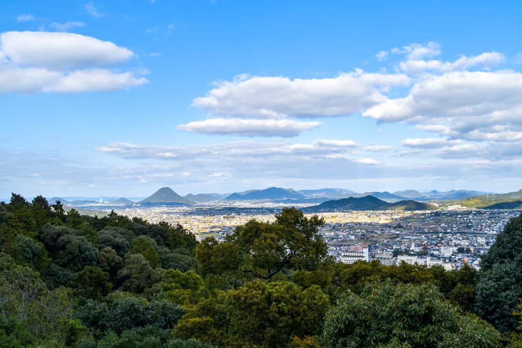 views of japanese kotohira town  on shikoku island