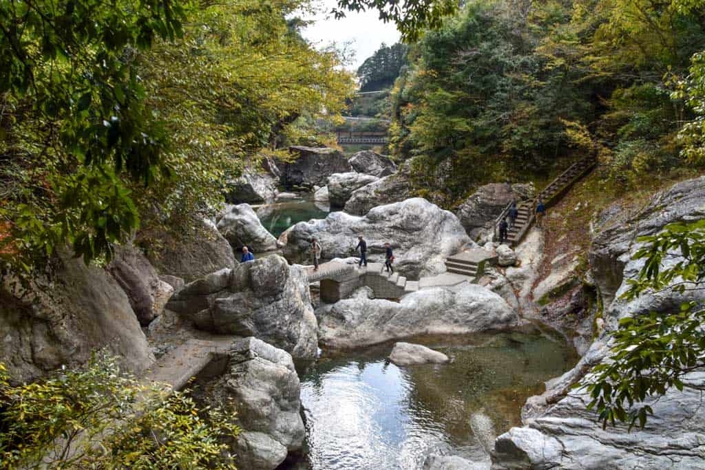 walking paths along japanese gorge in Yusuhara, Shikoku