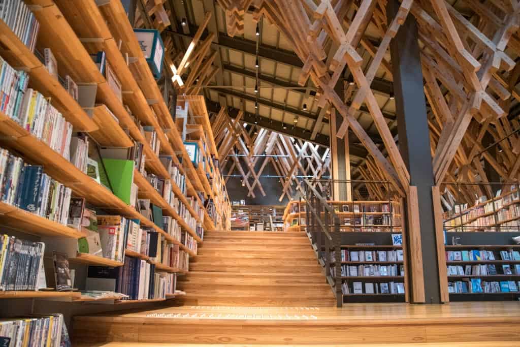 interior of Kumo no Ueno library  in Yusuhara Town, Shikoku.