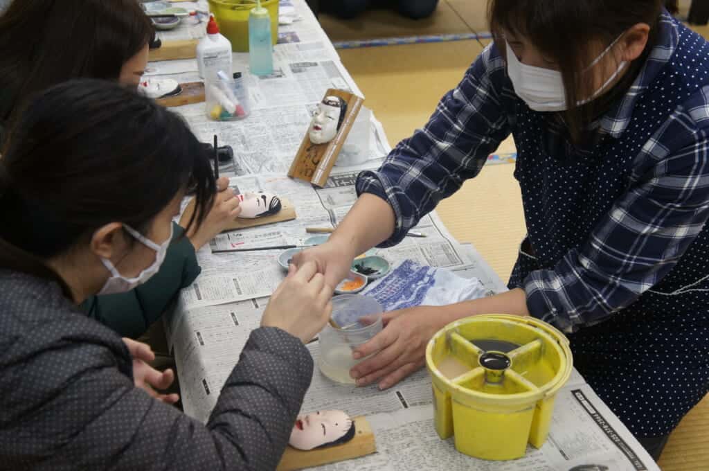 Japanese traditional Noh mask painting