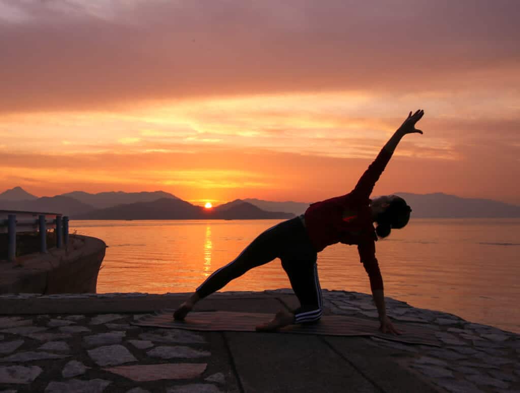 sunset yoga on Setouchi islands