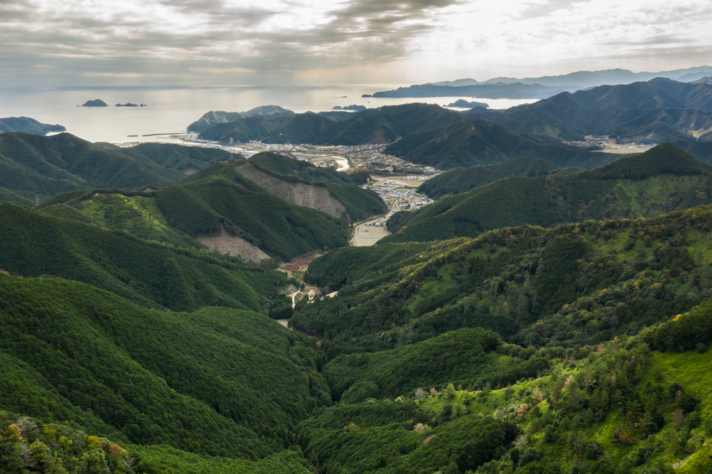 View of inlet on Kii Peninsula from trail of Kumano Kodo