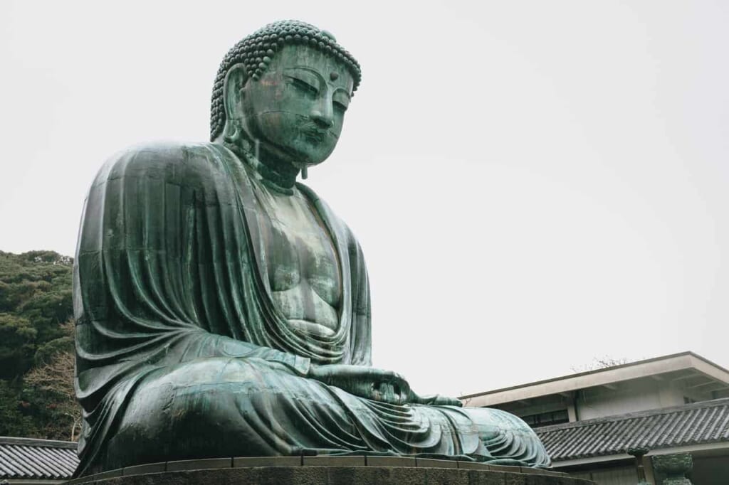 kannon buddhist statue at temple in kamakura