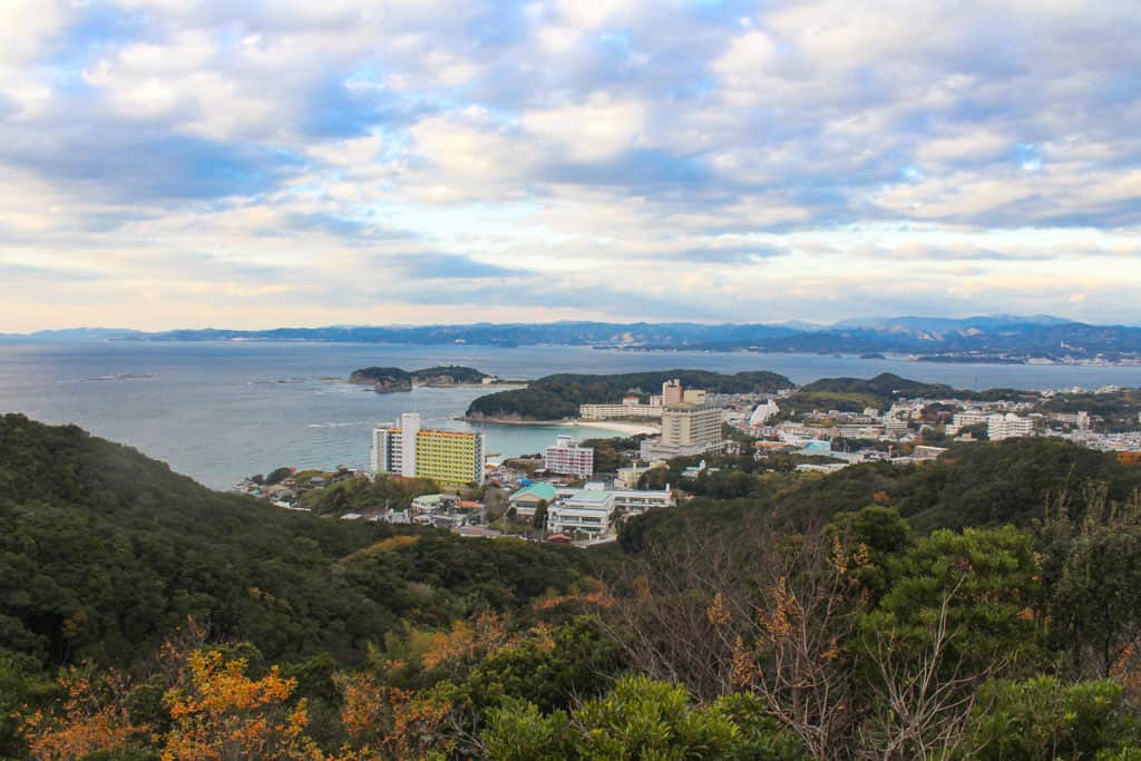 shirahama sky road overlooks Japanese coastline and city and accessed by cycling