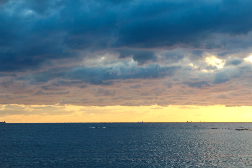 Japanese ocean and sky while cycling in japan