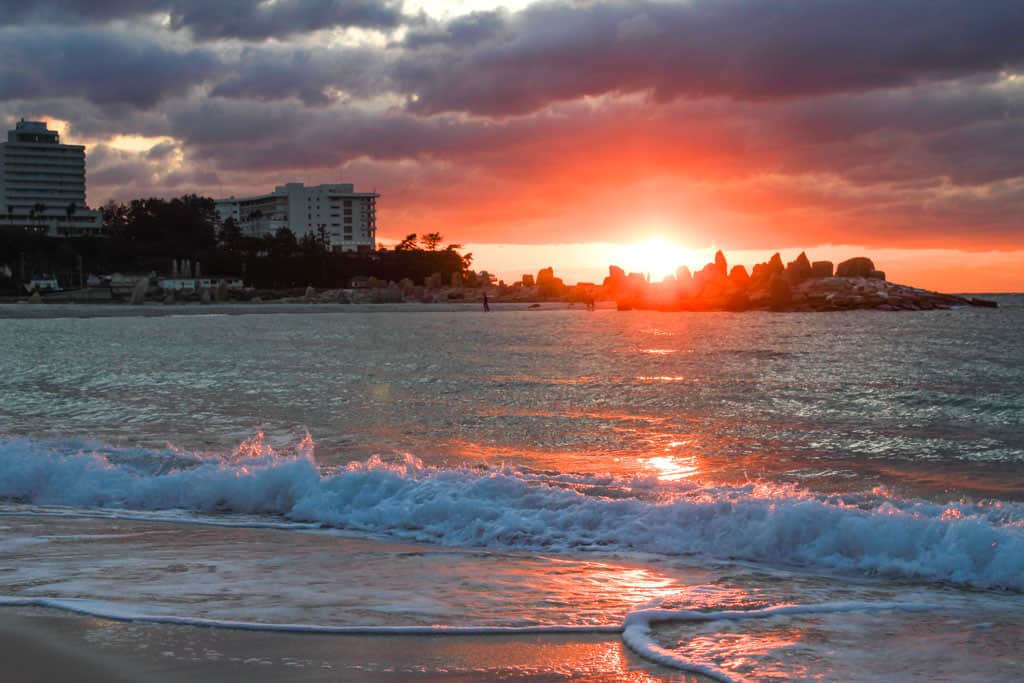 Shirahama Beach and sunset in Japan